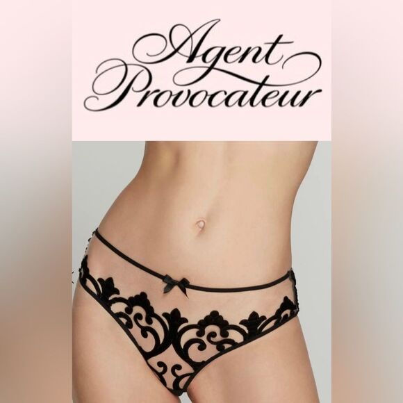 NWT Agent Provocateur Haylie Brief Panties Nude Black AP3 - Picture 1 of 5